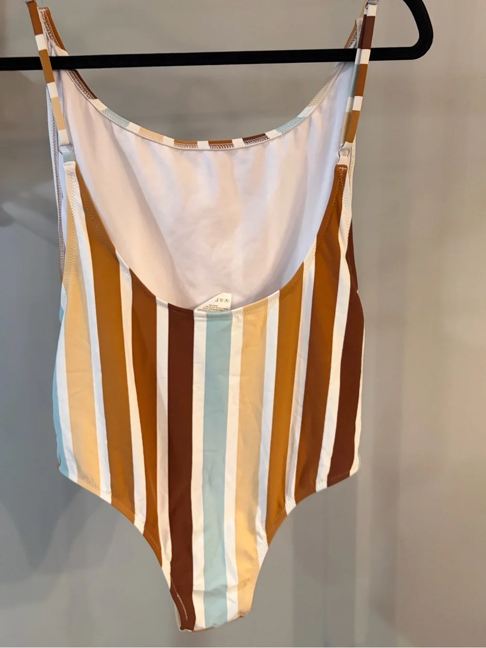 Rhythm. Vertical Stripe ZIMBABWE SCOOP ONE PIECE Swimsuit - Brown, Blue - large
